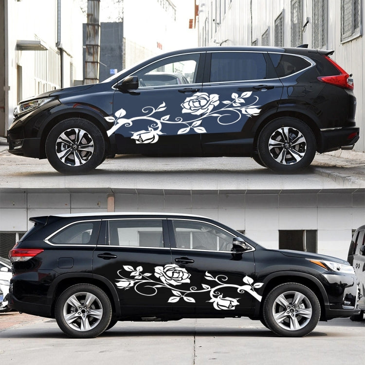 2 PCS/Set D-545 Rose Pattern Car Modified Decorative Sticker(White) - Decorative Sticker by PMC TechLife | Online Shopping South Africa | PMC TechLife | Buy Now Pay Later Mobicred