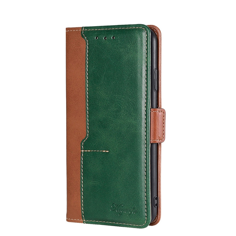 For Doogee X96 Pro Contrast Color Side Buckle Leather Phone Case(Light Brown + Green) - Doogee Cases by PMC Jewellery | Online Shopping South Africa | PMC Jewellery | Buy Now Pay Later Mobicred