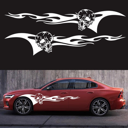 2 PCS/Set D-964 Skull Flame Pattern Car Modified Decorative Sticker(White) - Decorative Sticker by PMC Jewellery | Online Shopping South Africa | PMC Jewellery | Buy Now Pay Later Mobicred