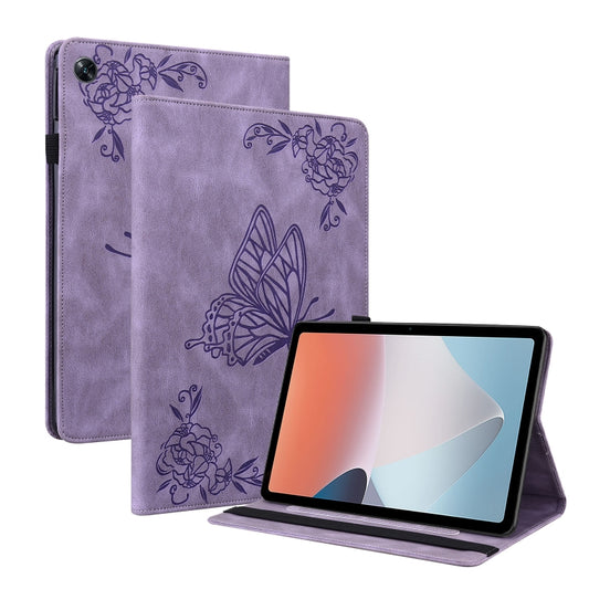 For OPPO Pad Air Butterfly Flower Embossed Leather Tablet Case(Purple) - OPPO by PMC Jewellery | Online Shopping South Africa | PMC Jewellery | Buy Now Pay Later Mobicred