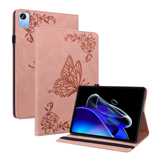 For Realme Pad X Butterfly Flower Embossed Leather Tablet Case(Rose Gold) - Realme by PMC Jewellery | Online Shopping South Africa | PMC Jewellery | Buy Now Pay Later Mobicred