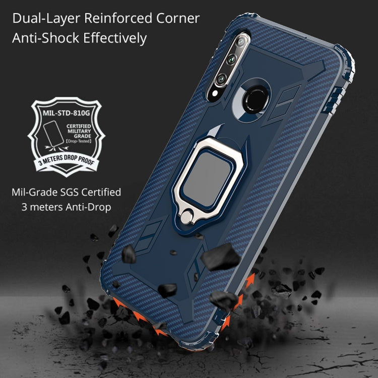 For Huawei P Smart+ 2019 Carbon Fiber Protective Case with 360 Degree Rotating Ring Holder(Blue) - Huawei Cases by PMC Jewellery | Online Shopping South Africa | PMC Jewellery