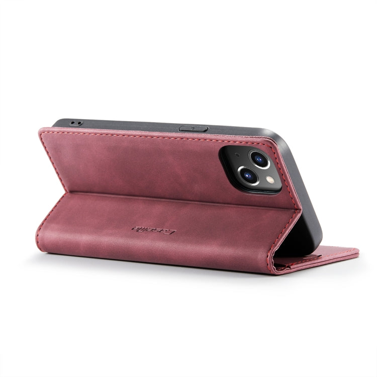 For iPhone 14 Plus CaseMe-013 Multifunctional Retro Frosted Leather Phone Case (Wine Red) - iPhone 14 Plus Cases by CaseMe | Online Shopping South Africa | PMC Jewellery | Buy Now Pay Later Mobicred