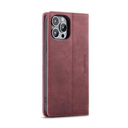 For iPhone 14 Pro CaseMe-013 Multifunctional Retro Frosted Leather Phone Case(Wine Red) - iPhone 14 Pro Cases by CaseMe | Online Shopping South Africa | PMC Jewellery | Buy Now Pay Later Mobicred