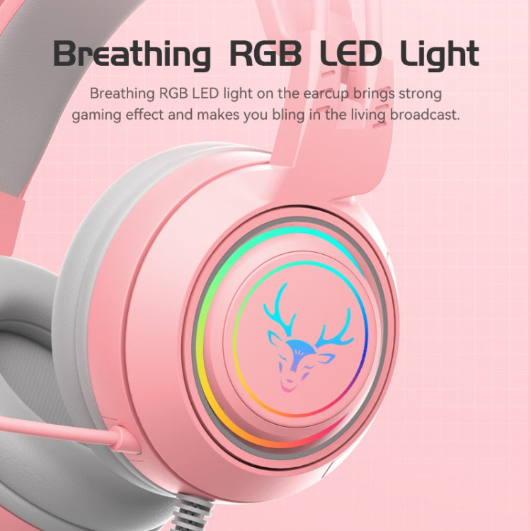 SOYTO SY-G25 Antlers RGB HD Microphone 3D Space Sound Wired Gaming Headset(Pink) - Multimedia Headset by SOYTO | Online Shopping South Africa | PMC Jewellery | Buy Now Pay Later Mobicred