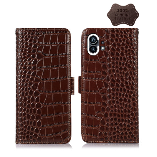 For Nothing Phone 1 Crocodile Top Layer Cowhide Leather Phone Case(Brown) - More Brand by PMC Jewellery | Online Shopping South Africa | PMC Jewellery | Buy Now Pay Later Mobicred