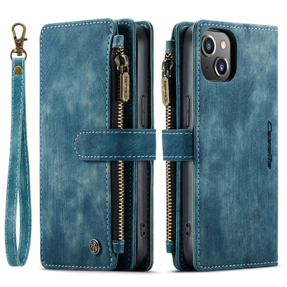 For iPhone 14 CaseMe C30 Multifunctional Phone Leather Case (Blue) - iPhone 14 Cases by CaseMe | Online Shopping South Africa | PMC Jewellery | Buy Now Pay Later Mobicred