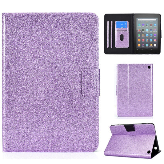 For Amazon Kindle Fire 7 2022 Varnish Glitter Powder Smart Leather Tablet Case(Purple) - Amazon by PMC Jewellery | Online Shopping South Africa | PMC Jewellery | Buy Now Pay Later Mobicred