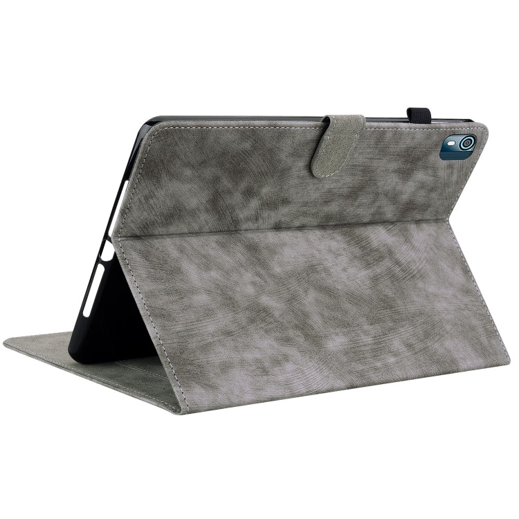 For Nokia T10 Tiger Pattern PU Tablet Case(Grey) - Nokia by PMC TechLife | Online Shopping South Africa | PMC TechLife | Buy Now Pay Later Mobicred
