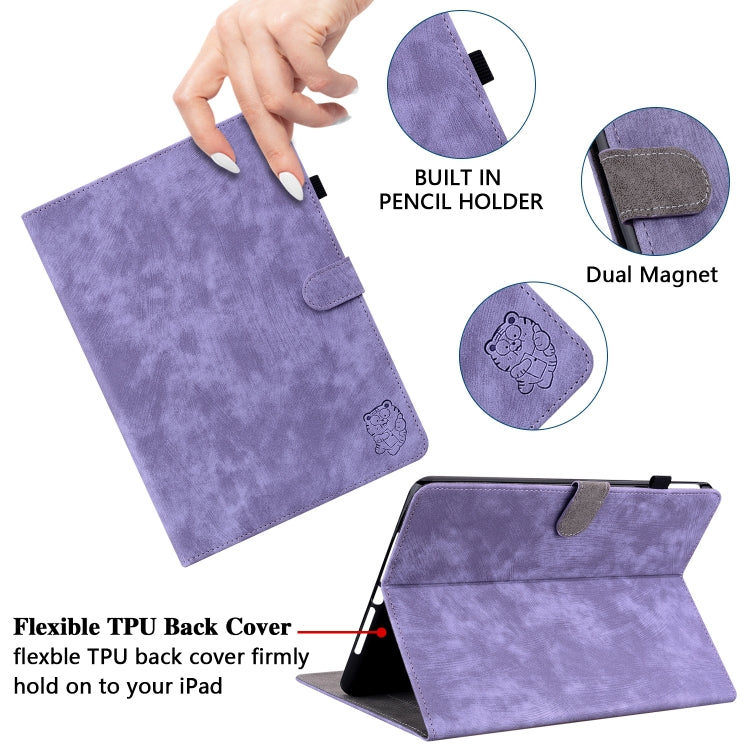 For Nokia T10 Tiger Pattern PU Tablet Case(Purple) - Nokia by PMC TechLife | Online Shopping South Africa | PMC TechLife | Buy Now Pay Later Mobicred