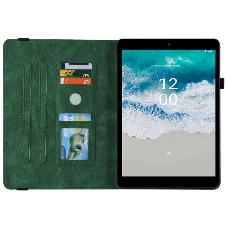 For Nokia T10 Butterfly Flower Embossed Leather Tablet Case(Green) - Nokia by PMC TechLife | Online Shopping South Africa | PMC TechLife | Buy Now Pay Later Mobicred
