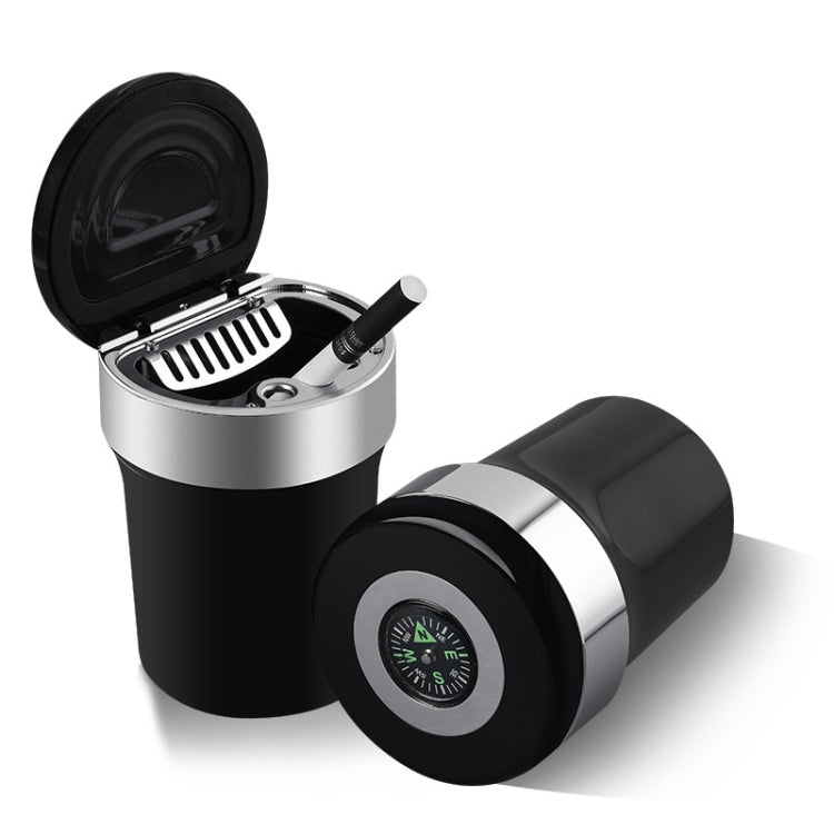 Car Compass Ashtray Built-in LED(Black+Silver) - Ashtrays by PMC TechLife | Online Shopping South Africa | PMC TechLife | Buy Now Pay Later Mobicred