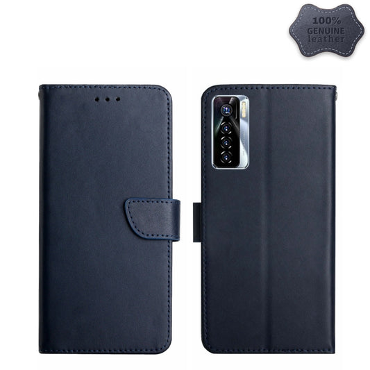 For Tecno Camon 17 Pro Genuine Leather Fingerprint-proof Horizontal Flip Phone Case(Blue) - Tecno Cases by PMC Jewellery | Online Shopping South Africa | PMC Jewellery | Buy Now Pay Later Mobicred