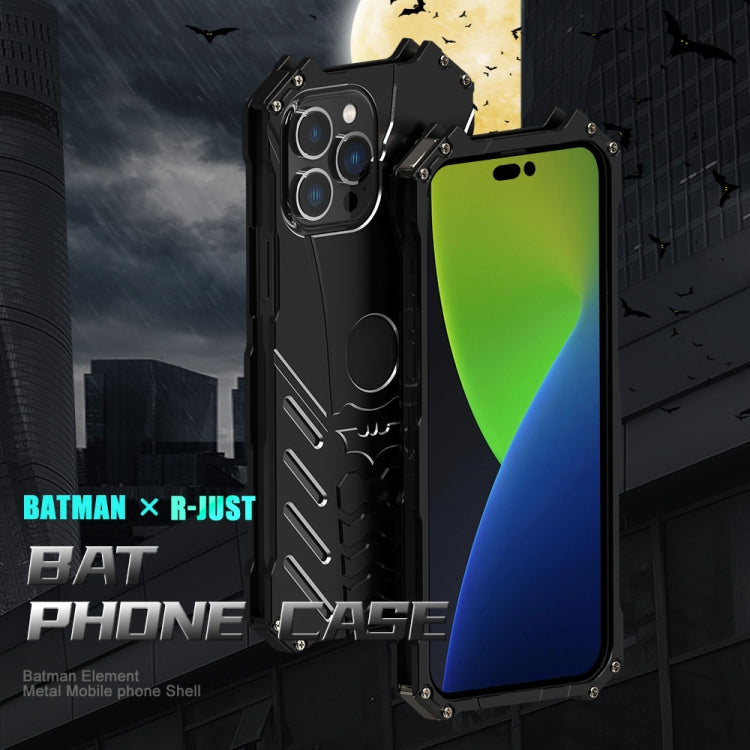 For iPhone 14 R-JUST Batman Metal Mobile Phone Protective Case (Black) - iPhone 14 Cases by R-JUST | Online Shopping South Africa | PMC TechLife | Buy Now Pay Later Mobicred