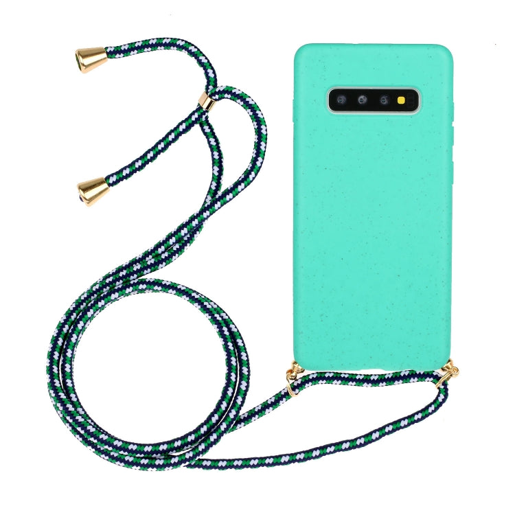 For Galaxy S10 Plus Wheat Straw Material + TPU Protective Case with Lanyard(Green) - Galaxy Phone Cases by PMC Jewellery | Online Shopping South Africa | PMC Jewellery