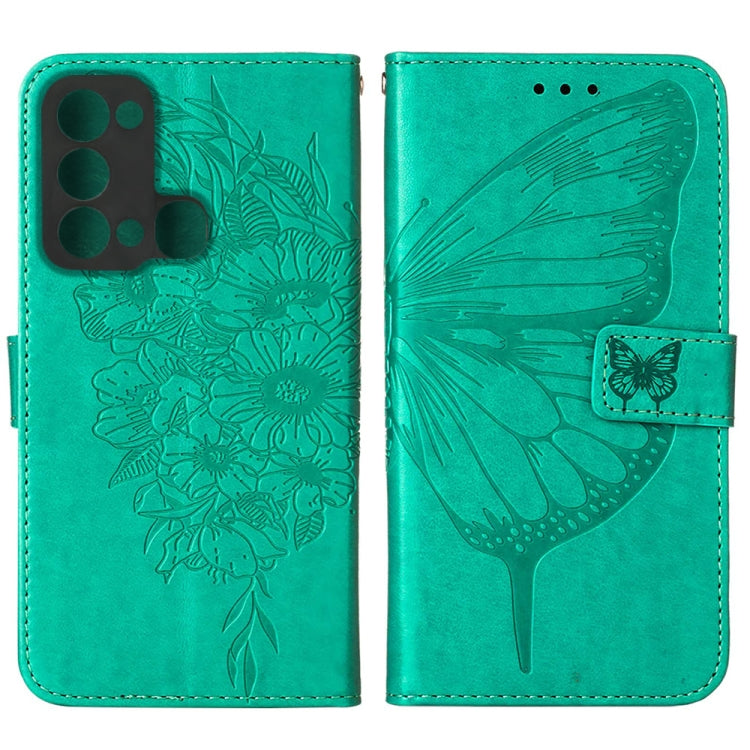 For Itel P38/S17/S1661W/Vision 3 Embossed Butterfly Flip Leather Phone Case(Green) - More Brand by PMC Jewellery | Online Shopping South Africa | PMC Jewellery