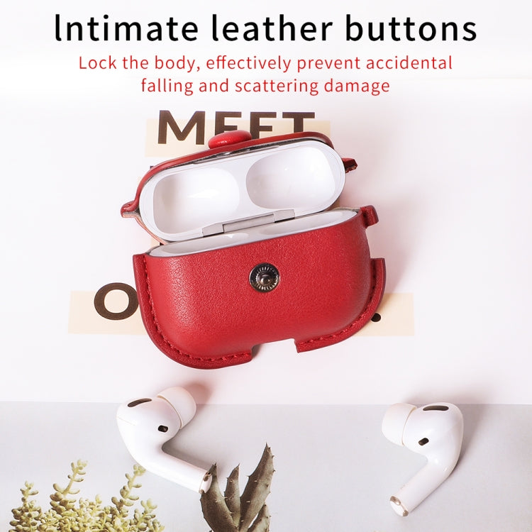For AirPods Pro 2 Litchi Texture PU Leather Earphone Protective Case with Hook(Light Brown) - free shipping - PMC Jewellery - Order now!
