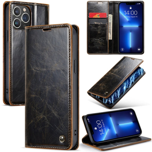 For iPhone 13 Pro CaseMe 003 Crazy Horse Texture Leather Phone Case(Coffee) - iPhone 13 Pro Cases by CaseMe | Online Shopping South Africa | PMC Jewellery | Buy Now Pay Later Mobicred