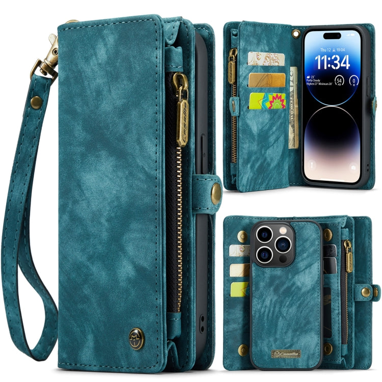 For iPhone 14 Pro CaseMe 008 Detachable Multifunctional Leather Phone Case(Blue) - free shipping - PMC Jewellery - Order now!