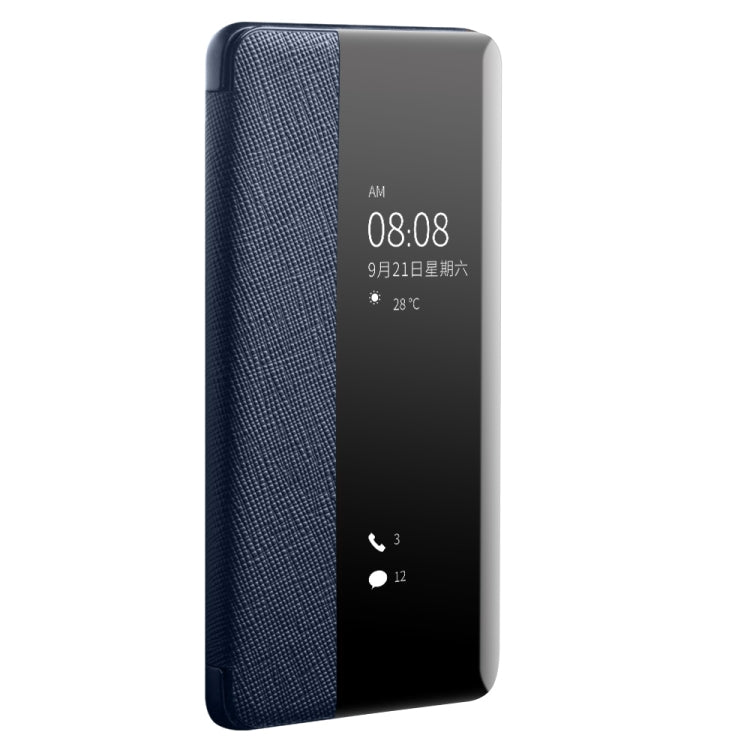 For Huawei P40 Pro QIALINO Puda Texture Side Window View Leather Phone Case(Blue) - free shipping - PMC TechLife - Order now!