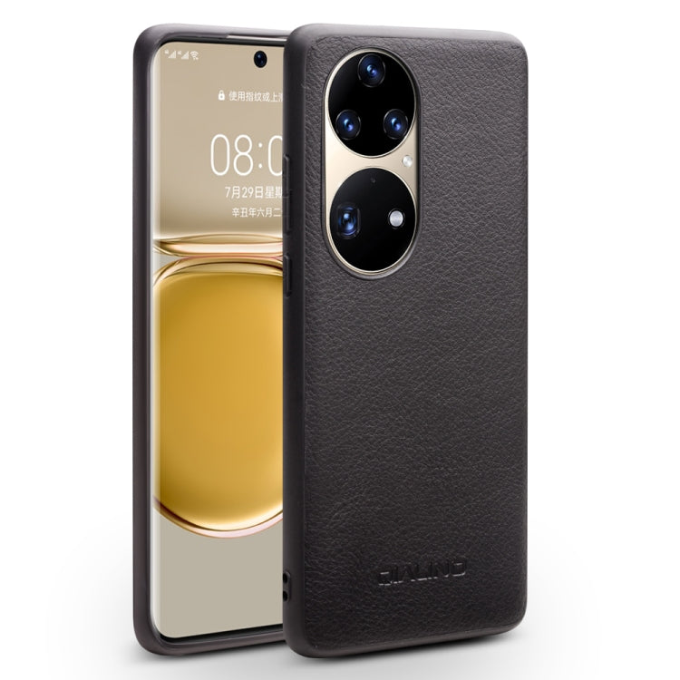 For Huawei P50 QIALINO Cowhide Texture Genuine Leather Phone Case(Black) - free shipping - PMC TechLife - Order now!