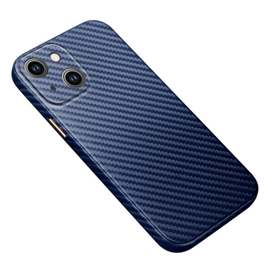 For iPhone 14 Plus R-JUST Carbon Fiber Texture Kevlar Phone Case(Blue) - iPhone 14 Plus Cases by R-JUST | Online Shopping South Africa | PMC Jewellery