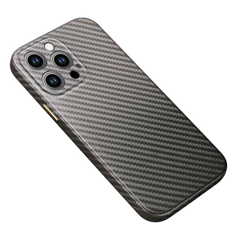 For iPhone 14 Pro R-JUST Carbon Fiber Texture Kevlar Phone Case(Grey) - iPhone 14 Pro Cases by R-JUST | Online Shopping South Africa | PMC Jewellery