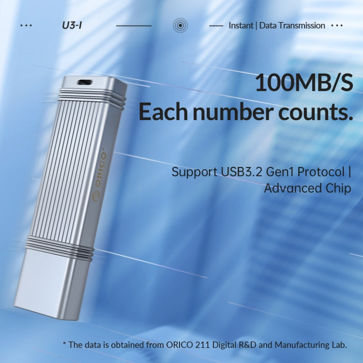 ORICO 128GB USB-A USB3.2 Gen1 USB Flash Drive, Read 260MB/s, Write 50MB/s (Silver) - USB Flash Drives by ORICO | Online Shopping South Africa | PMC Jewellery | Buy Now Pay Later Mobicred