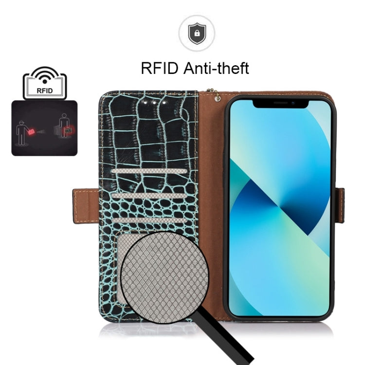 For Motorola Moto E22/E22i Crocodile Top Layer Cowhide Leather Phone Case(Green) - Motorola Cases by PMC TechLife | Online Shopping South Africa | PMC TechLife | Buy Now Pay Later Mobicred