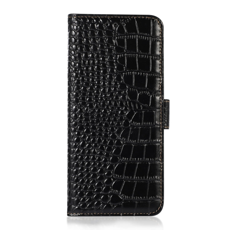 For Motorola Moto E22/E22i Crocodile Top Layer Cowhide Leather Phone Case(Black) - Motorola Cases by PMC TechLife | Online Shopping South Africa | PMC TechLife | Buy Now Pay Later Mobicred