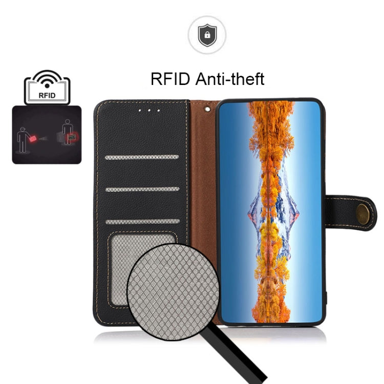 For Nokia G60 5G KHAZNEH Custer Genuine Leather RFID Phone Case(Black) - Nokia Cases by PMC TechLife | Online Shopping South Africa | PMC TechLife | Buy Now Pay Later Mobicred