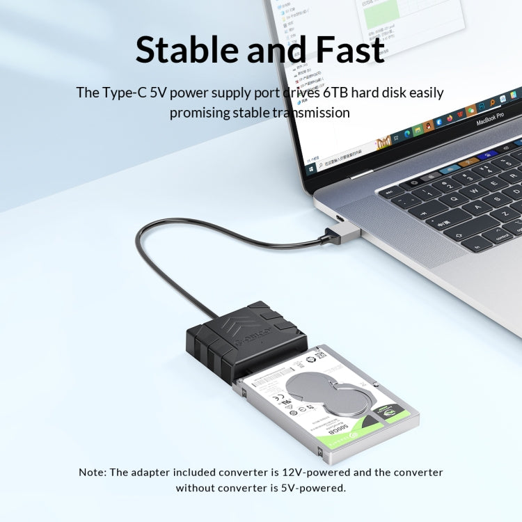 ORICO UTS1 Type-C / USB-C USB 3.0 2.5-inch SATA HDD Adapter with 12V 2A Power Adapter, Cable Length:1m(US Plug) - free shipping - PMC Jewellery - Order now!