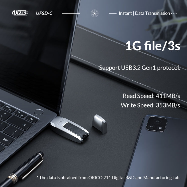 ORICO UFS Flash Drive, Read: 411MB/s, Write: 350MB/s, Memory:256GB, Port:USB-A(Silver) - free shipping - PMC Jewellery - Order now!