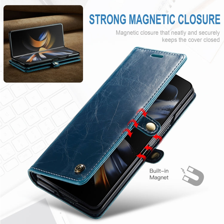 For Samsung Galaxy Z Fold4 CaseMe 003 Crazy Horse Texture Leather Phone Case(Blue) - Galaxy Z Fold4 5G Cases by CaseMe | Online Shopping South Africa | PMC Jewellery | Buy Now Pay Later Mobicred