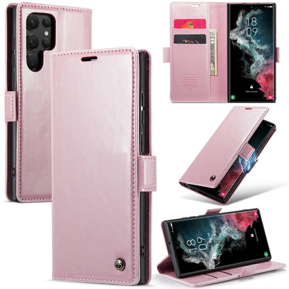 For Samsung Galaxy S22 Ultra 5G CaseMe 003 Crazy Horse Texture Leather Phone Case(Rose Gold) - Galaxy S22 Ultra 5G Cases by CaseMe | Online Shopping South Africa | PMC Jewellery | Buy Now Pay Later Mobicred