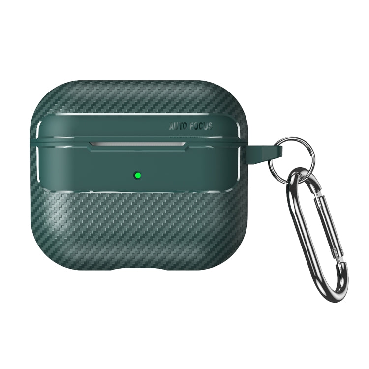 For AirPods 3 Carbon Fiber Texture Anti-fall Earphone Protective Case(Green) - For AirPods 3 by PMC Jewellery | Online Shopping South Africa | PMC Jewellery | Buy Now Pay Later Mobicred