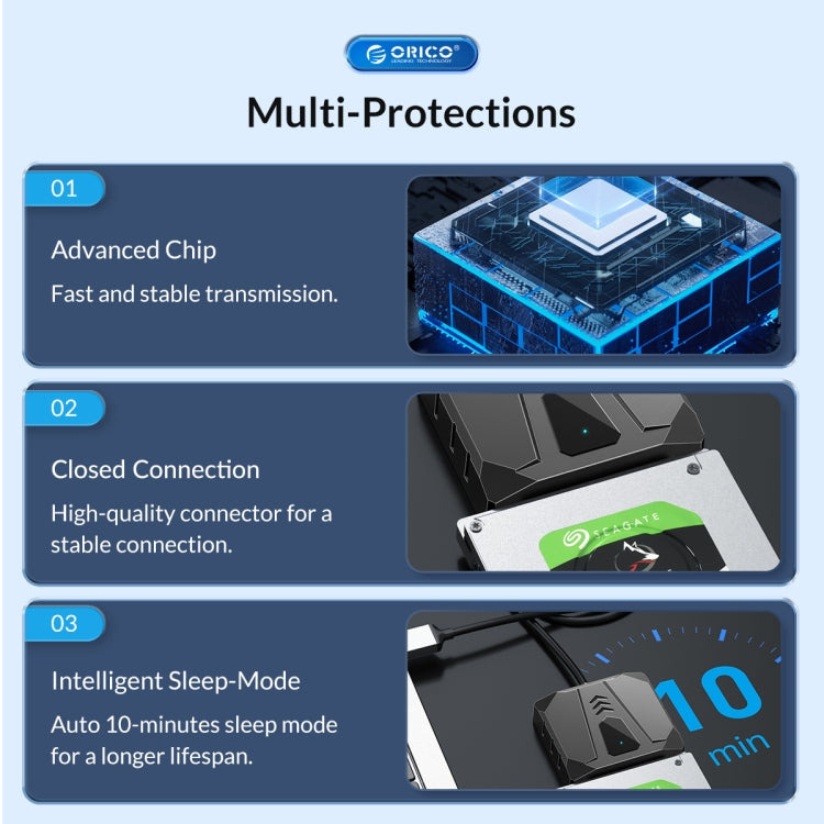 ORICO UTS2 USB 3.0 2.5-inch SATA HDD Adapter with 12V 2A Power Adapter, Cable Length:0.3m(UK Plug) - USB to IDE / SATA by ORICO | Online Shopping South Africa | PMC Jewellery | Buy Now Pay Later Mobicred