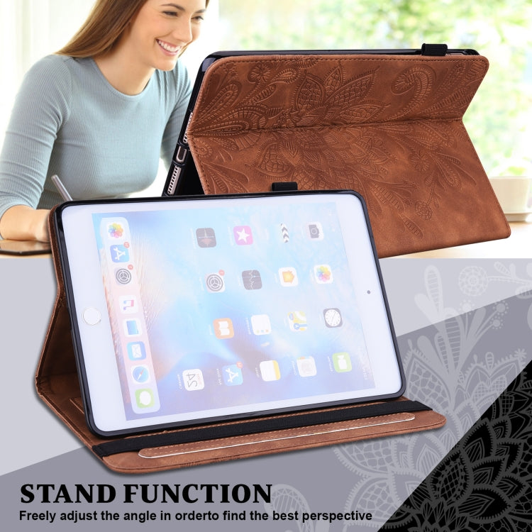 For Nokia T20 10.4 2021 Lace Flower Embossing Pattern Leather Tablet Case(Brown) - Nokia by PMC TechLife | Online Shopping South Africa | PMC TechLife | Buy Now Pay Later Mobicred