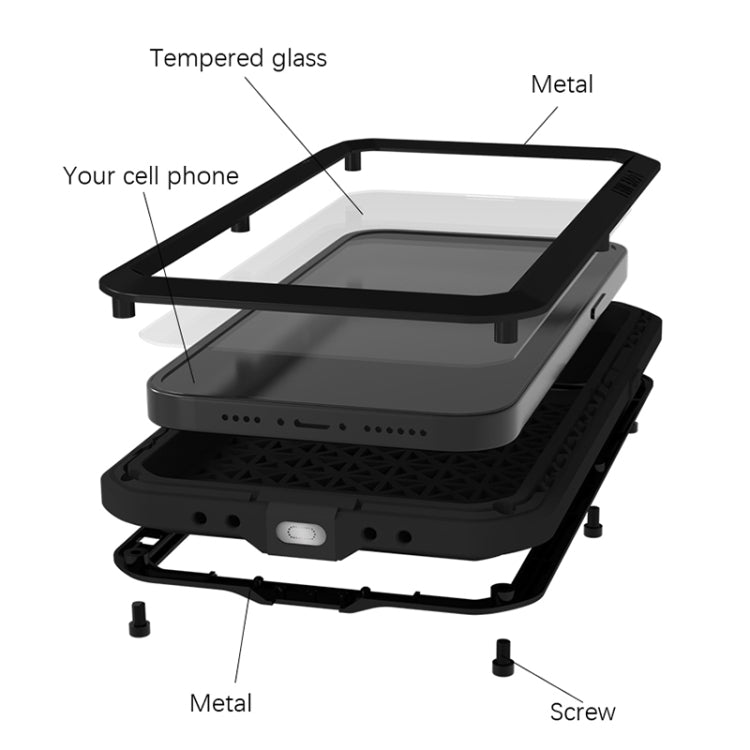 For iPhone 14 LOVE MEI Metal Shockproof Life Waterproof Dustproof Phone Case(Red) - free shipping - PMC TechLife - Order now!