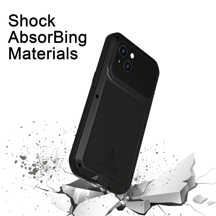 For iPhone 14 LOVE MEI Metal Shockproof Life Waterproof Dustproof Phone Case(Red) - free shipping - PMC TechLife - Order now!