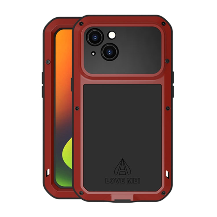 For iPhone 14 Plus LOVE MEI Metal Shockproof Life Waterproof Dustproof Phone Case(Red) - free shipping - PMC TechLife - Order now!