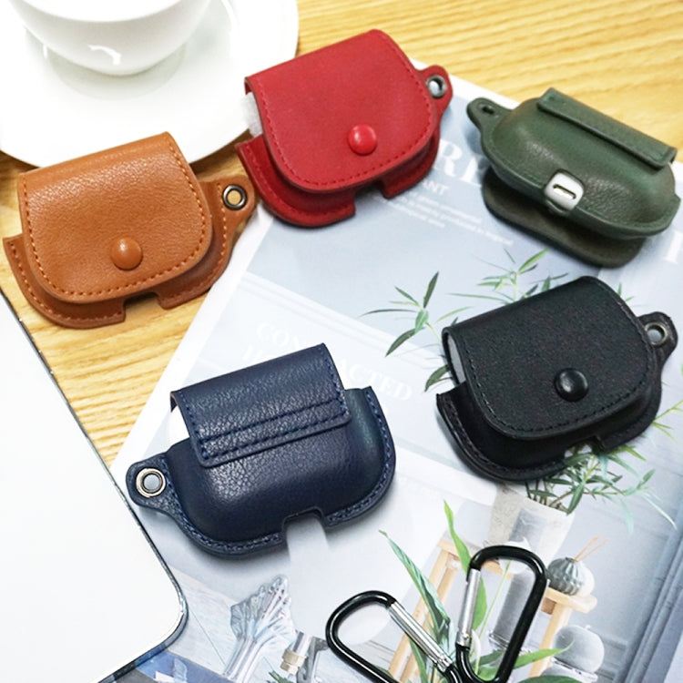 For AirPods 1 / 2 Backpack Style PU Leather Earphone Protective Case with Lanyard(Black) - For AirPods 1/2 by PMC Jewellery | Online Shopping South Africa | PMC Jewellery | Buy Now Pay Later Mobicred