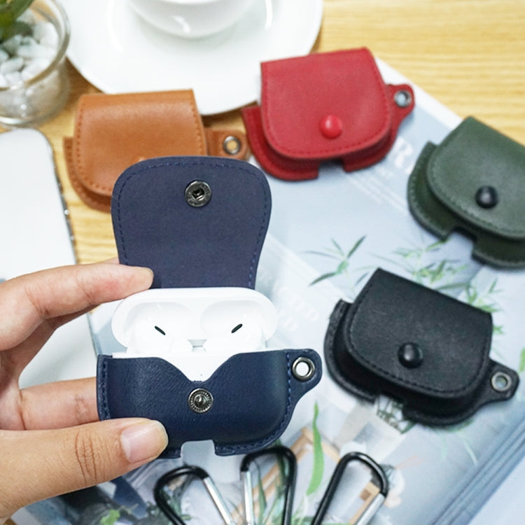 For AirPods 1 / 2 Backpack Style PU Leather Earphone Protective Case with Lanyard(Black) - For AirPods 1/2 by PMC Jewellery | Online Shopping South Africa | PMC Jewellery | Buy Now Pay Later Mobicred