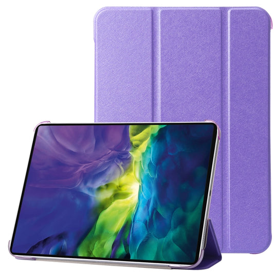 For iPad 10th Gen 10.9 2022 Silk Texture Three-fold Horizontal Flip Leather Tablet Case(Purple) - iPad 10th Gen 10.9 Cases by PMC Jewellery | Online Shopping South Africa | PMC Jewellery