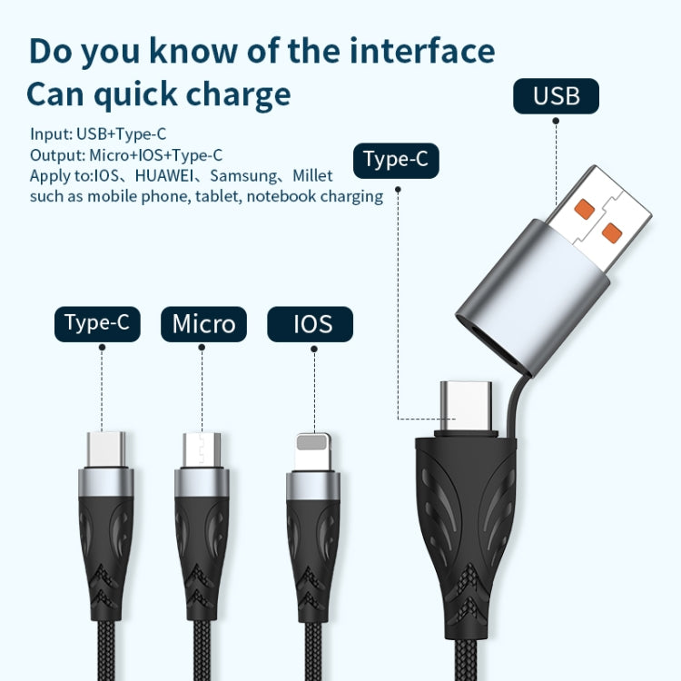 ADC-008 100W USB/Type-C to Type-C + 8 Pin + Micro USB Two to Three Fully Compatible Fast Charge Data Cable, Length:2m - Multifunction Cable by PMC Jewellery | Online Shopping South Africa | PMC Jewellery | Buy Now Pay Later Mobicred