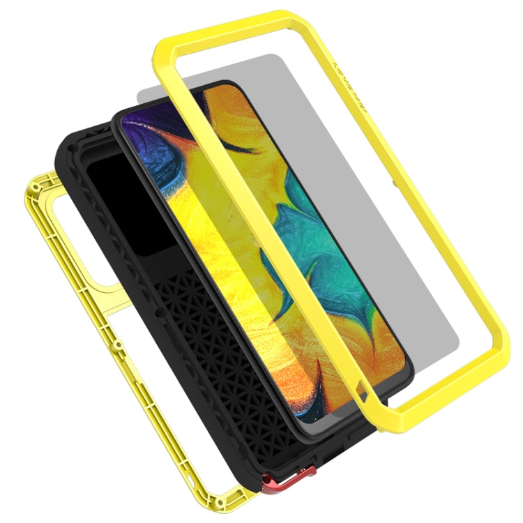 For Galaxy A30 LOVE MEI Metal Shockproof Waterproof Dustproof Protective Case(Yellow) - Galaxy Phone Cases by LOVE MEI | Online Shopping South Africa | PMC TechLife | Buy Now Pay Later Mobicred