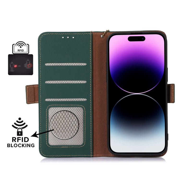 For Google Pixel 7 Genuine Leather Magnetic RFID Leather Phone Case(Green) - Google Cases by PMC TechLife | Online Shopping South Africa | PMC TechLife | Buy Now Pay Later Mobicred