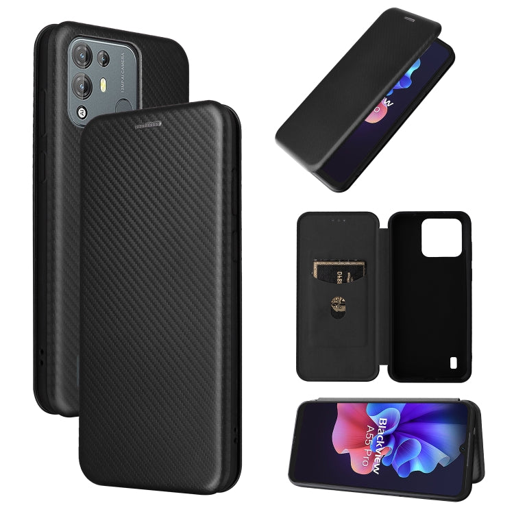 For Blackview A55 Pro Carbon Fiber Texture Horizontal Flip PU Phone Case(Black) - More Brand by PMC TechLife | Online Shopping South Africa | PMC TechLife | Buy Now Pay Later Mobicred