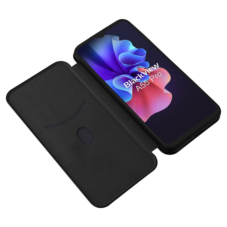 For Blackview A55 Pro Carbon Fiber Texture Horizontal Flip PU Phone Case(Black) - More Brand by PMC TechLife | Online Shopping South Africa | PMC TechLife | Buy Now Pay Later Mobicred