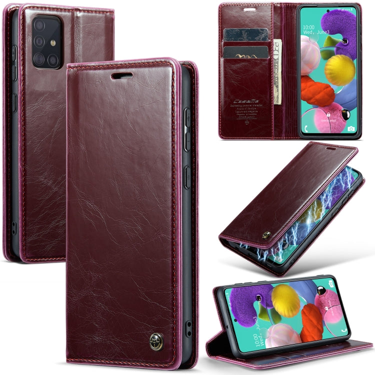 For Samsung Galaxy A51 4G/M40S CaseMe 003 Crazy Horse Texture Leather Phone Case(Wine Red) - Galaxy Phone Cases by CaseMe | Online Shopping South Africa | PMC Jewellery | Buy Now Pay Later Mobicred